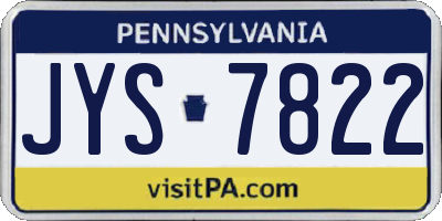PA license plate JYS7822