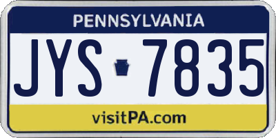 PA license plate JYS7835