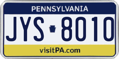 PA license plate JYS8010