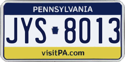 PA license plate JYS8013