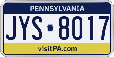 PA license plate JYS8017