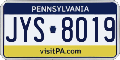PA license plate JYS8019