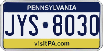 PA license plate JYS8030