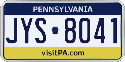 PA license plate JYS8041
