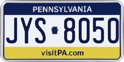 PA license plate JYS8050