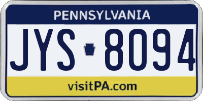 PA license plate JYS8094