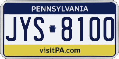 PA license plate JYS8100