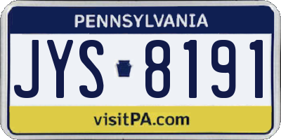 PA license plate JYS8191