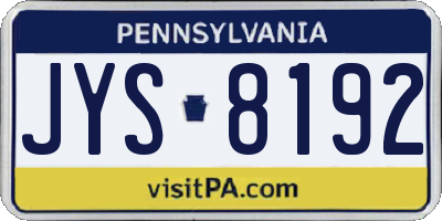 PA license plate JYS8192