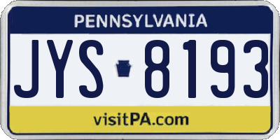 PA license plate JYS8193