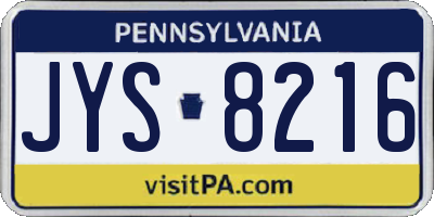 PA license plate JYS8216