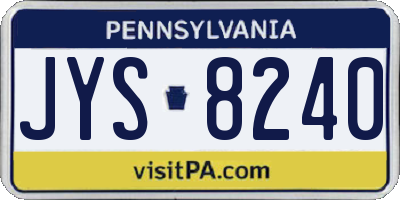 PA license plate JYS8240