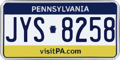 PA license plate JYS8258