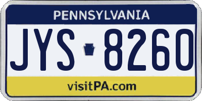 PA license plate JYS8260