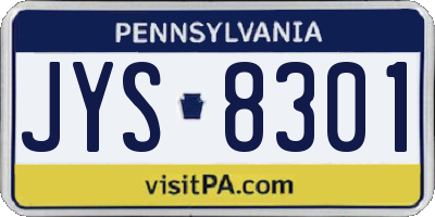 PA license plate JYS8301