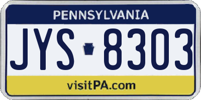 PA license plate JYS8303