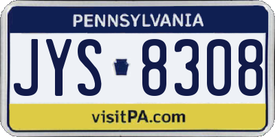 PA license plate JYS8308