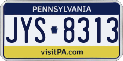 PA license plate JYS8313