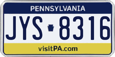 PA license plate JYS8316