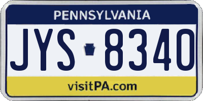 PA license plate JYS8340
