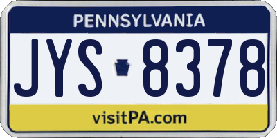 PA license plate JYS8378