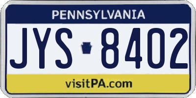 PA license plate JYS8402