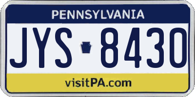 PA license plate JYS8430
