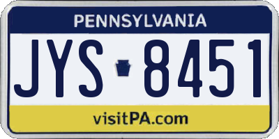 PA license plate JYS8451