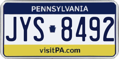 PA license plate JYS8492