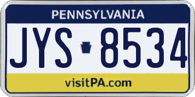 PA license plate JYS8534