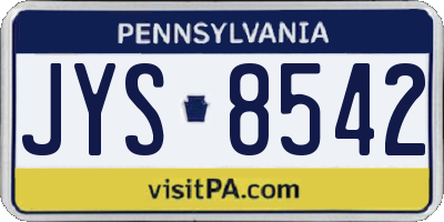 PA license plate JYS8542
