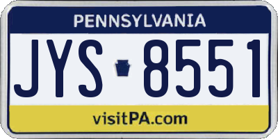 PA license plate JYS8551