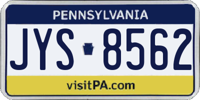 PA license plate JYS8562
