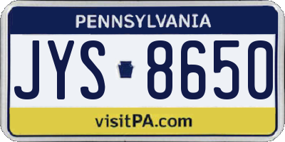 PA license plate JYS8650