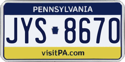 PA license plate JYS8670