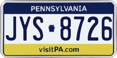 PA license plate JYS8726