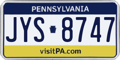 PA license plate JYS8747
