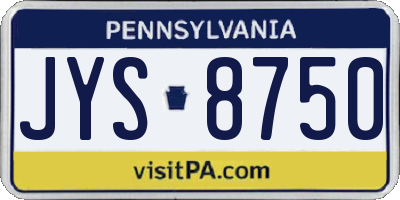 PA license plate JYS8750