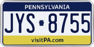 PA license plate JYS8755