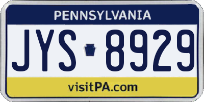 PA license plate JYS8929