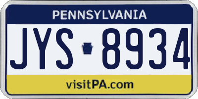 PA license plate JYS8934