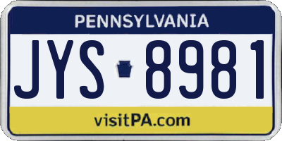 PA license plate JYS8981