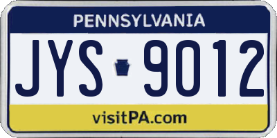 PA license plate JYS9012