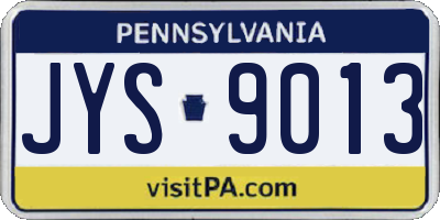 PA license plate JYS9013