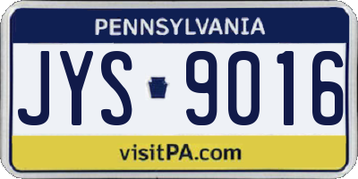 PA license plate JYS9016