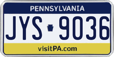 PA license plate JYS9036