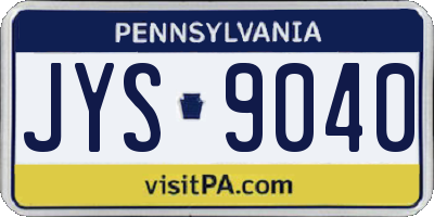 PA license plate JYS9040