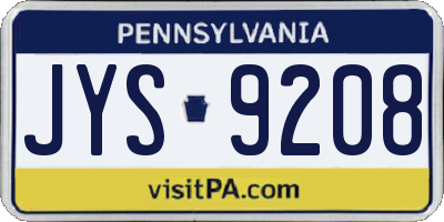 PA license plate JYS9208