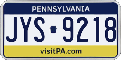 PA license plate JYS9218