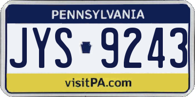 PA license plate JYS9243